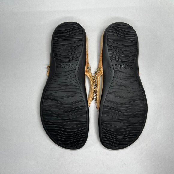 Vionic Belize‎ Sandals Women's Size 7 Cork Gold Chain Sequin Comfort Flip Flops - Picture 9 of 11